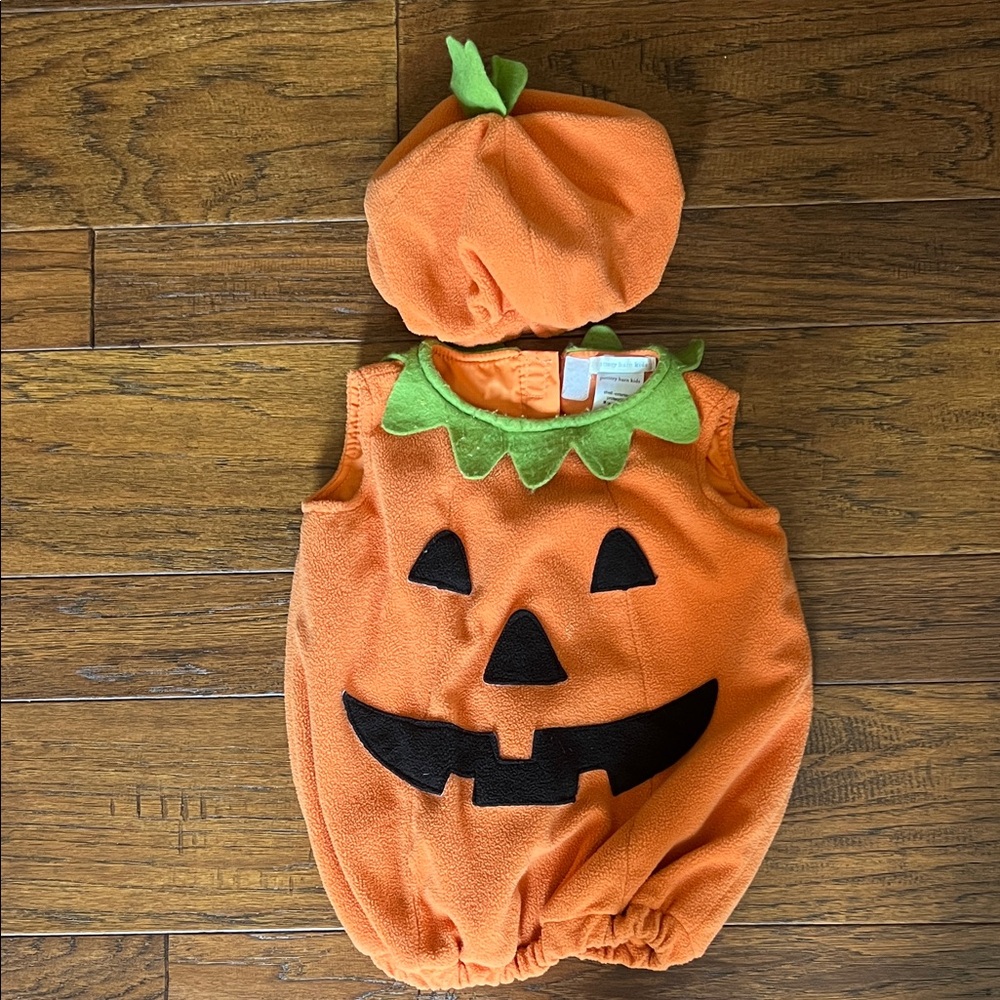 Pottery Barn Kids Pumpkin Costume with Green Trim